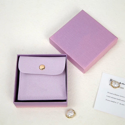 24/50/100Set Personalized Logo 9x9x3cm Jewelry Paper Box With 8x8cm Microfiber Snap Bag Jewellery Earrings Rings Brooch Boxe…