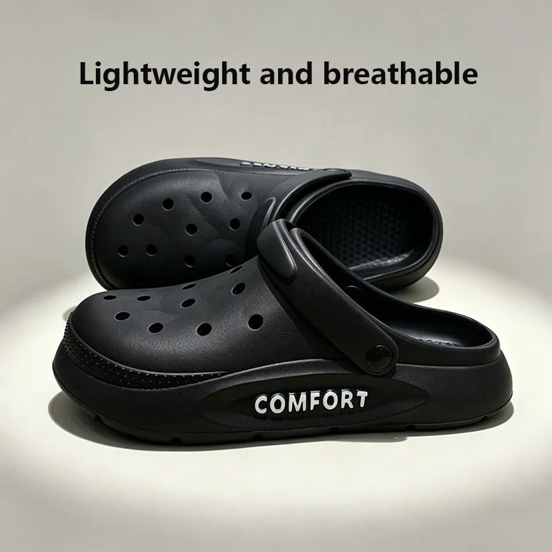 Women's Men's Slippers Summer Anti-Slip Couple Hollow Covered Toe Indoor Outdoor Casual Thick Bottom Sandals for Home Adults…