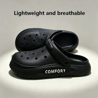 Women's Men's Slippers Summer Anti-Slip Couple Hollow Covered Toe Indoor Outdoor Casual Thick Bottom Sandals for Home Adults…