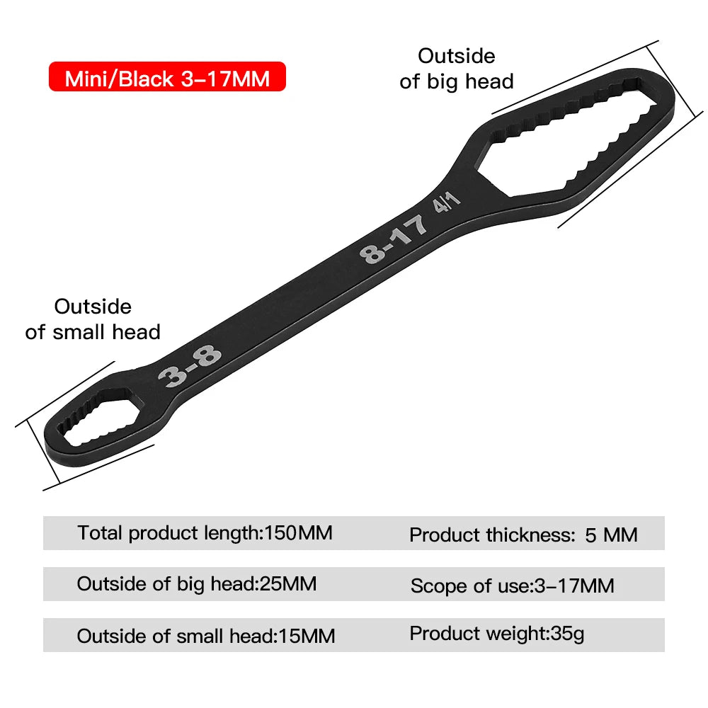 8-22mm Universal Torx Wrench Self-tightening Adjustable Glasses Wrench Board Double-head Torx Spanner Hand Tools for Factory…