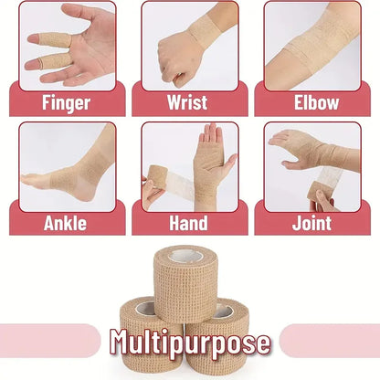 10/1Rolls Medical Adhesive Bandage Elastic Breathable Sports Self Adhesive Tape Beige Wrap Finger Tape For Wrist Ankle First…