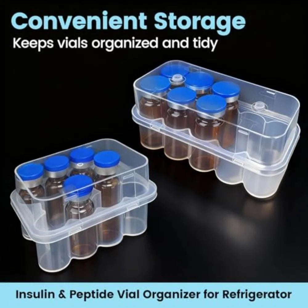 New 3/5/7/10mL 2/10/24-Slot Vial Storage Case Stackable Plastic Microtube Storage Box Clear Freezer Tube Box Diabetic Suppli…