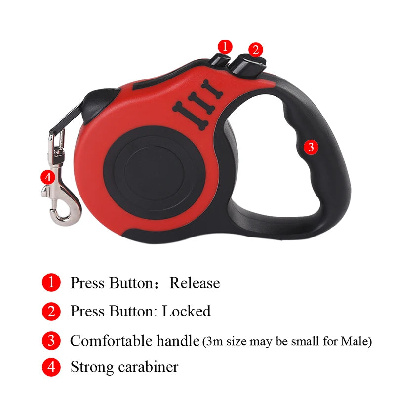 1pc/3pcs 3m 5m Dog Leash for Small Dogs Cat Automatic Retractable Nylon Lead Puppy Outdoor Travel Walking Hiking Traction Ro…