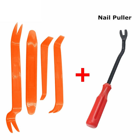 4pcs/Set Portable Car Panel Removal Tool Kit Nail Puller Radio Audio Door Pry Repair Clip Trim Dash Removal Installer Hand T…