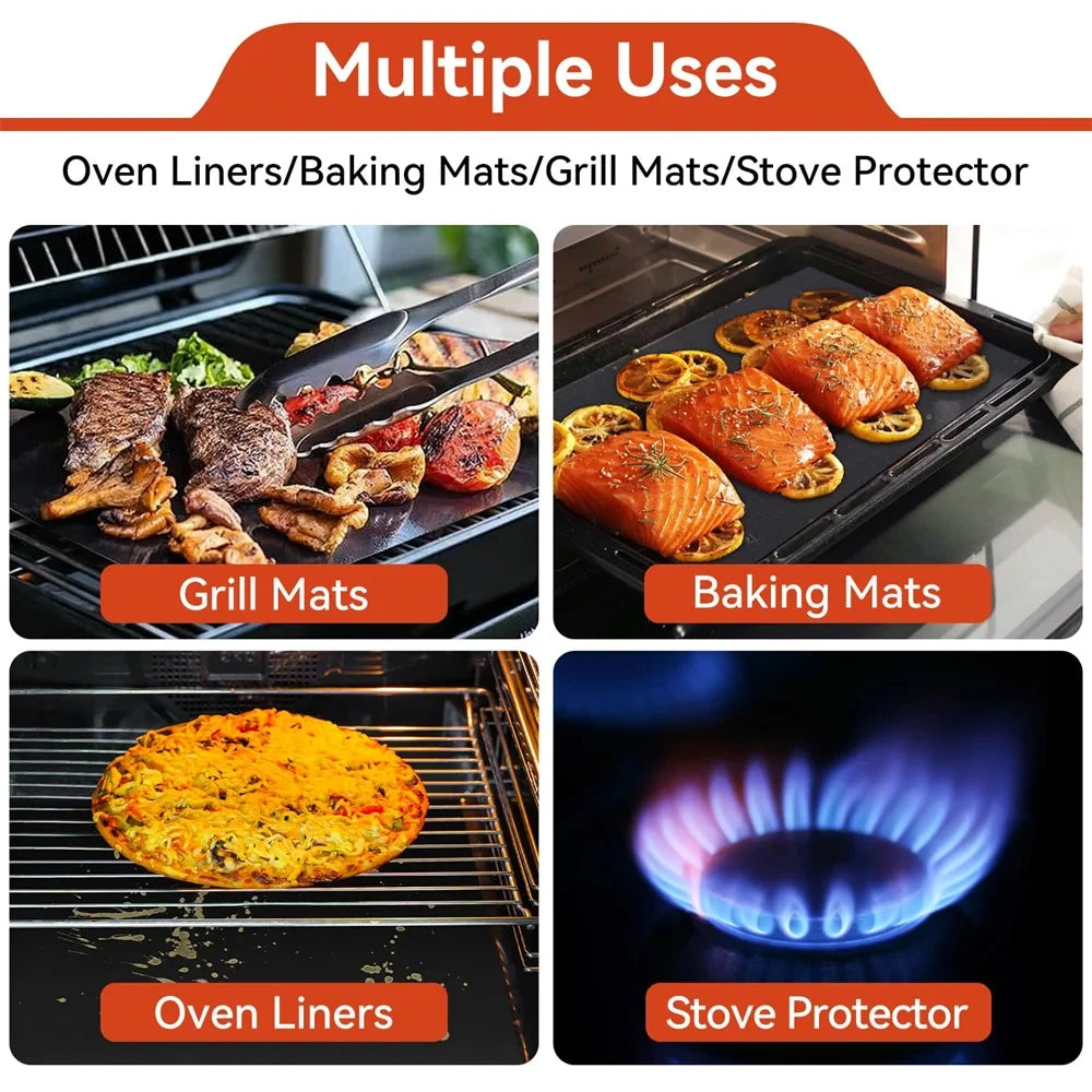 New Oven Liners Reusable Non-stick Anti Dirt Protection Pad Heat Resistant BBQ Grill Mat for Barbecue Cooking Baking Accesso…
