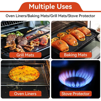 New Oven Liners Reusable Non-stick Anti Dirt Protection Pad Heat Resistant BBQ Grill Mat for Barbecue Cooking Baking Accesso…