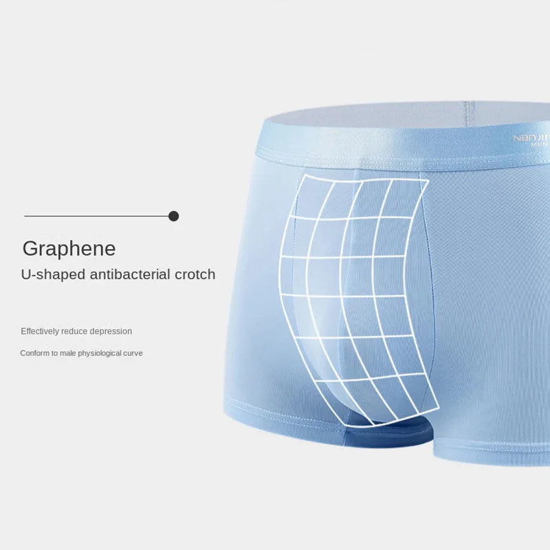 4pcs Boxer Shorts Men's Ice Silk Underwear Male Underpants Breathable Sexy Thin Panties U Convex Lingerie Wholesale Lots L-6…