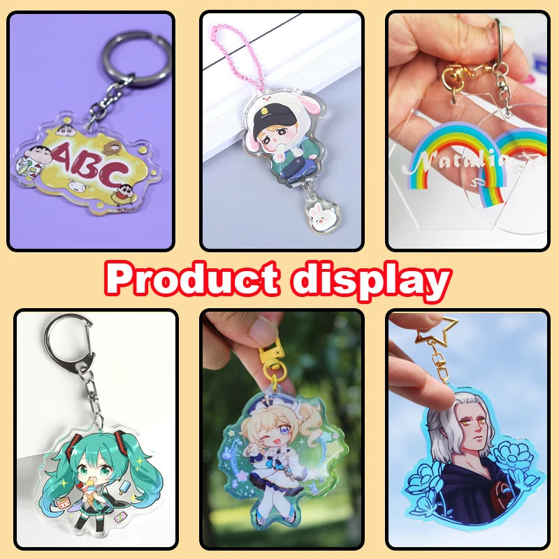 Personalized Keychains Designer Custom Cartoon Llavero Key Chain Photo Customized Anime Charms Hologram Clear Acrylic Key Ri…