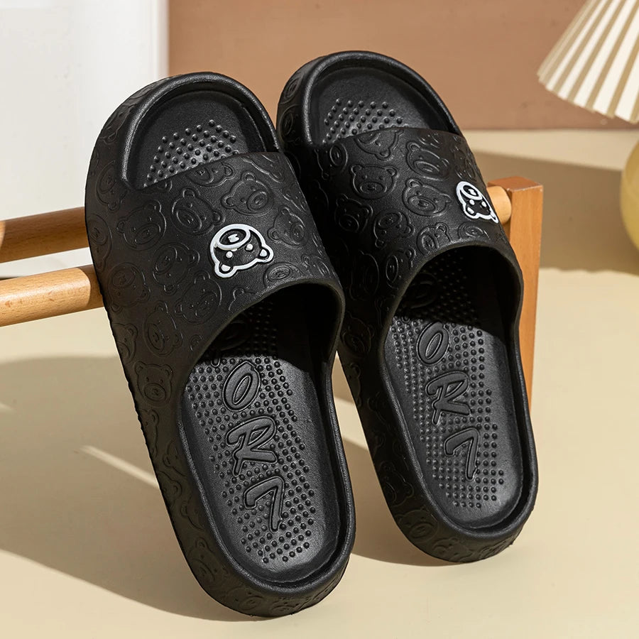 Summer Fashion Men's Slippers Printting Little Bear Sandals Indoor Bathroom Non-slip Soft Women Dormitory Casual Shoes Coupl…