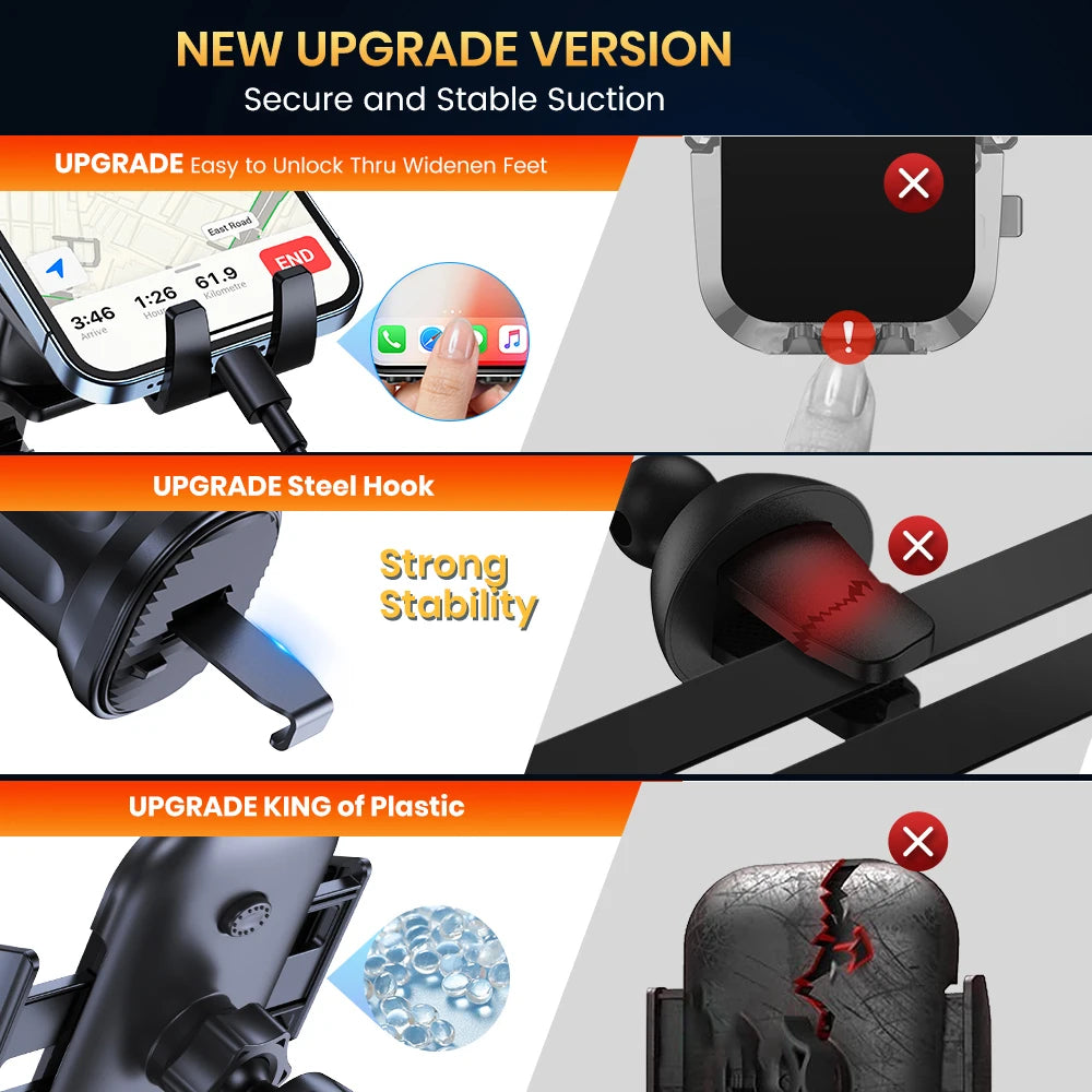 Car Phone Holder Mount,TOPK Upgrade Auto Locking Universal Phone Stand Holder with Hook Clip for Car Air Vent for iPhone Sam…