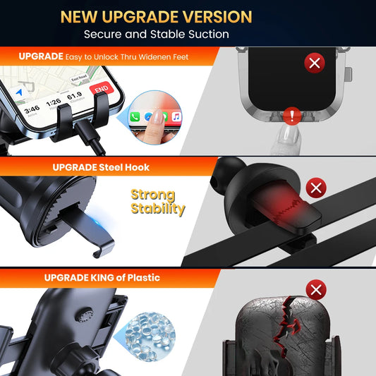 Car Phone Holder Mount,TOPK Upgrade Auto Locking Universal Phone Stand Holder with Hook Clip for Car Air Vent for iPhone Sam…