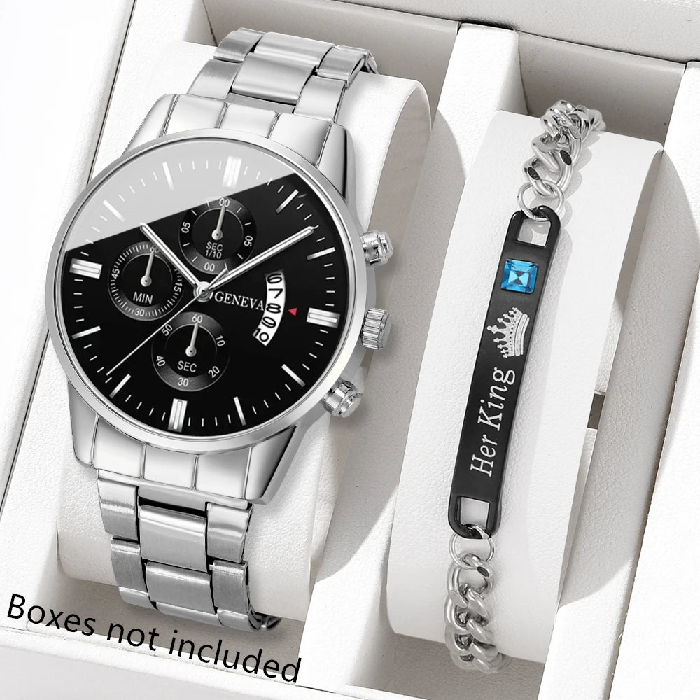 Fashion Men Stainless Steel Watch Luxury Calendar Quartz Wrist Watch Mens Business Watches for Man Clock Montre Homme - imag…
