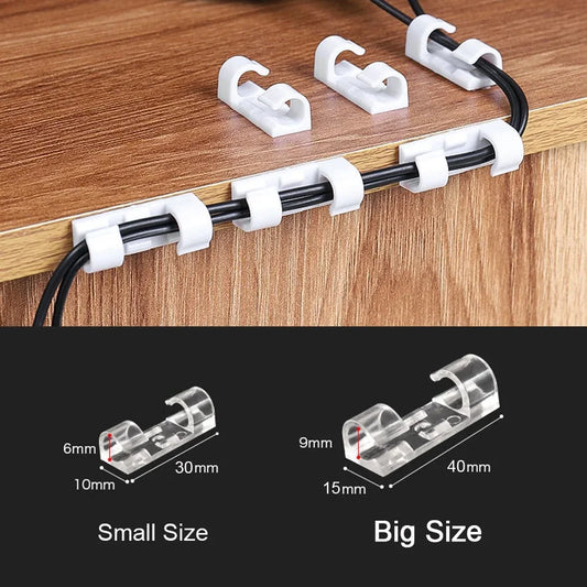 Cable Clips Organizer Drop Wire Holder Cord Management Self-Adhesive Cable Manager Fixed Clamp Wire Winder For Home Office C…