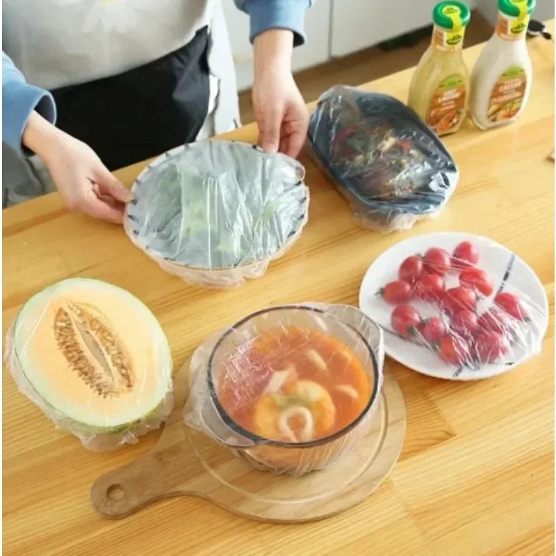 Disposable Food Cover Saran Wrap Bowel Cover Food Grade Fresh-keeping Plastic Bag Kitchen Storage Accessories Elastic Bowl C…