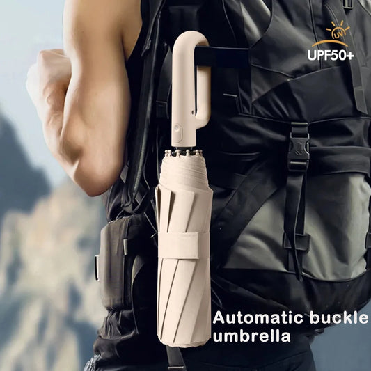 10-Bone Fully Automatic Folding Umbrella Advanced Feeling Sunshine And Dual-Purpose Parasol Extra Large Thickening Reinforce…