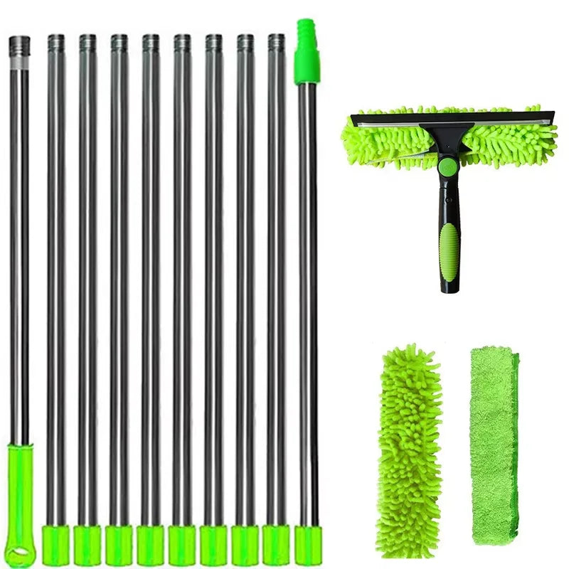 Window Squeegee Cleaner Tool Kit with Long Handle Telescopic Long Handle Squeegee Kit for Glass Scrubber Cleaning Equipment…