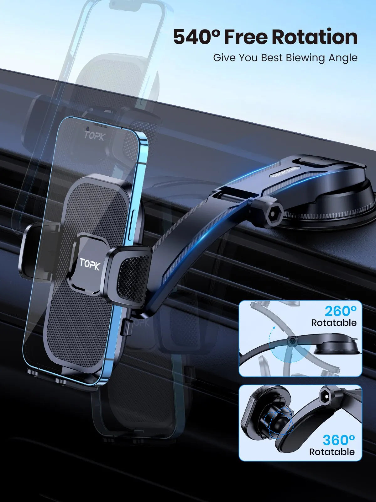 TOPK Car Phone Holder Gravity Stand for iPhone Xiaomi Samsung Car Mobile Support for Dashboard Windshield Air Vent Phone Mou…