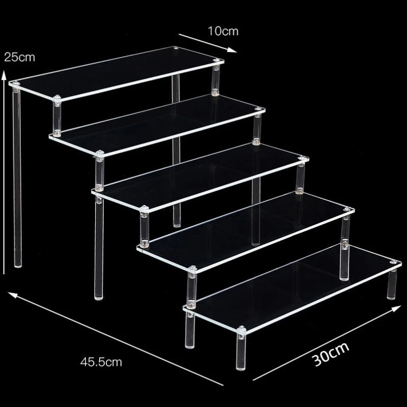 1-5 Tier Acrylic Display Stand Clear Display Riser Rack for Cupcake Perfume Doll Décor Organizer Amiibo Funko POP Figures DC…