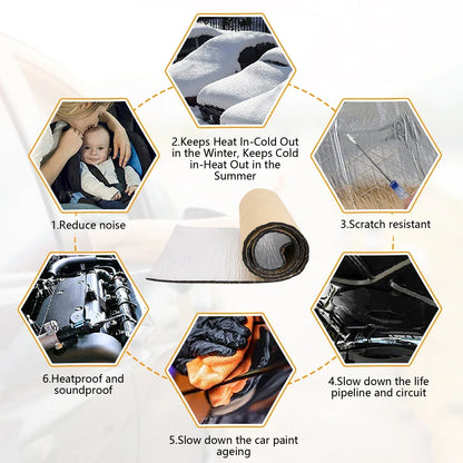 5/10mm Car Soundproof Mat Proofing Deadener Heat Noise Insulation Deadening Mat Hood Closed Cell Foam Accessories Multiple S…