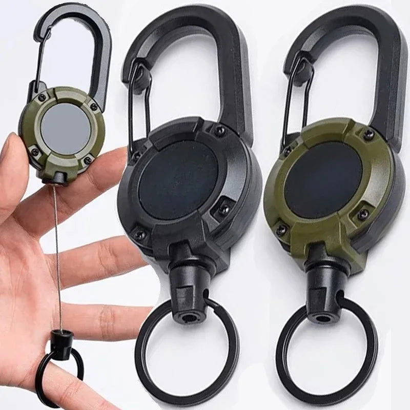Retractable Heavy Duty Pull Reel Carabiner Key Chains Strong Steel Wire Rope Buckle Spring Key Ring Outdoor Sporty Keychain…