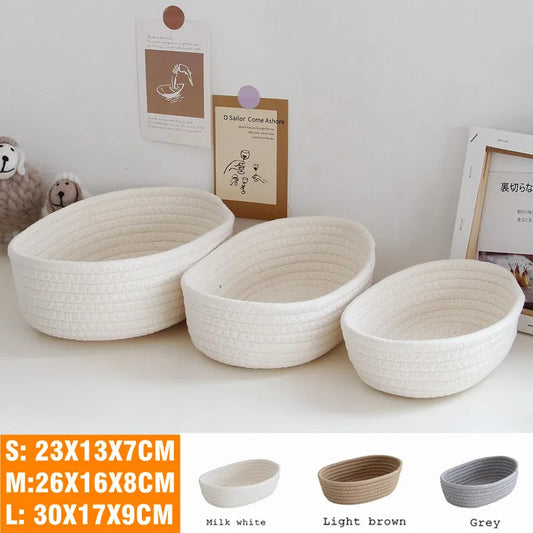면 끈 수납함 Nordic Cotton Rope Woven Storage Baskets Organize Boxs Desktop Sundries Organize Basket Sundries Key Cosmetics Stora…