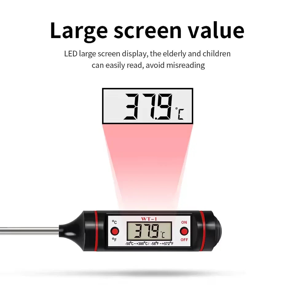 -50-300℃ Digital Food Thermometer For Meat Kitchen Cooking Water Milk Food Probe Temperature Meter BBQ Electronic Oven Tool…