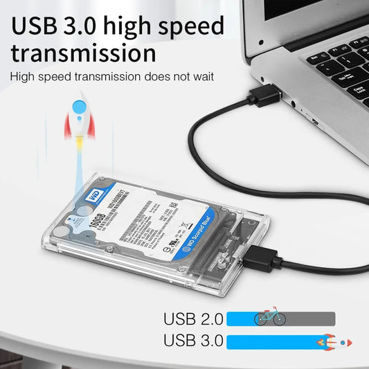 USB 3.0/Type C HDD Enclosure 2.5 inch SATA SSD External Hard Drive Case with 5Gbps Transfer Speed Clear Harddisk Boxs Tool-F…