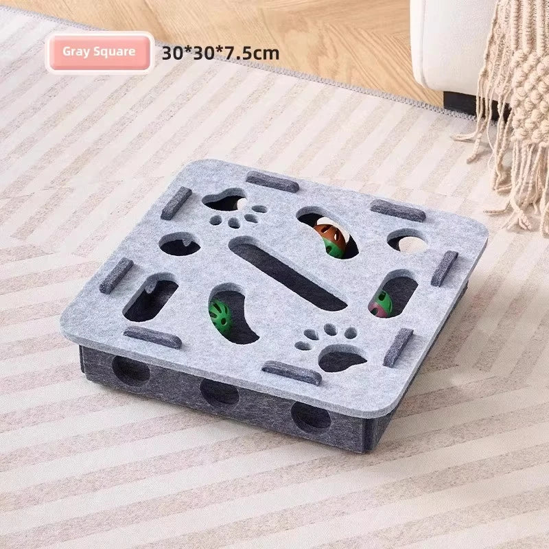 Cat Puzzle Toy Felt Puzzle Box Cat Exercise Toy With Ball Indoor Sports Entertainment Hunting Cat Toys For Indoor Cats - ima…