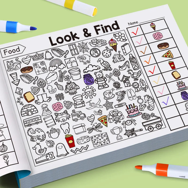 Children's Search for Items Game, Enhance Visual Perception, Fun Coloring Book, Focus and Attention, Handwriting Exercise Bo…