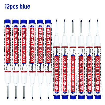 4/12 Pcs Waterproof Long Head Markers Deep Hole Marker Pen for Metal Carpenter Red/Black/Blue/Green Ink Woodworking Tools Ma…