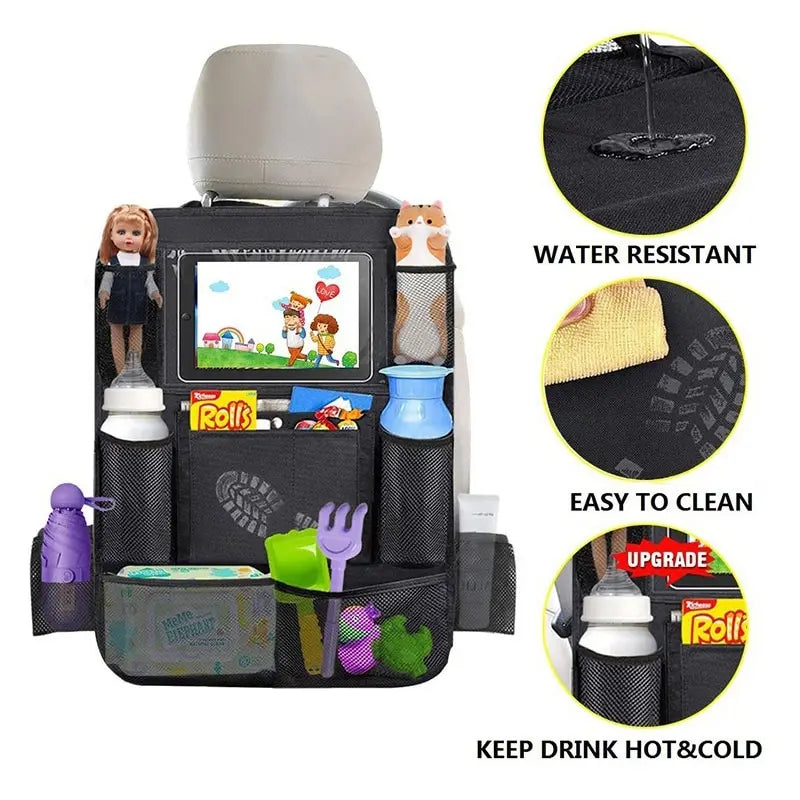Car Backseat Organizer with Touch Screen Tablet Holder Auto Storage Pockets Cover Car Seat Back Protectors Car Accessories -…