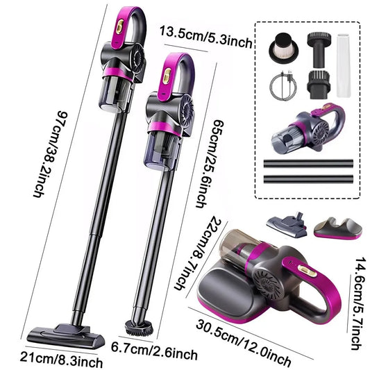 4 in 1 Cordless Stick Vacuum Cleaner Lightweight Handheld Vacuum for Carpet Hard Floor Pet Hair Home Stair Car Deep Cleaning