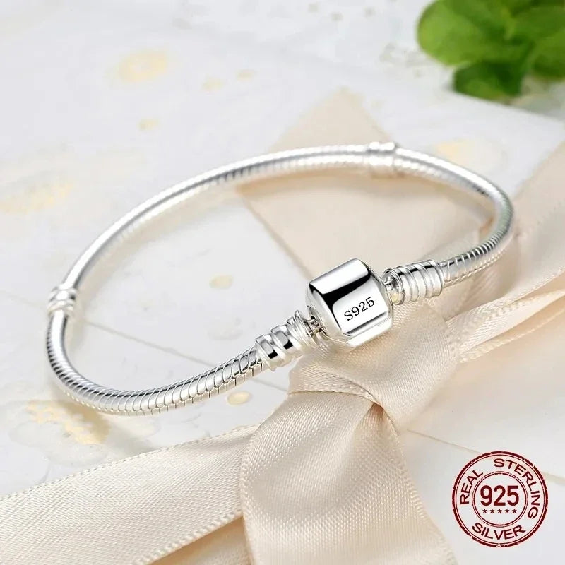 Handmade Original Fine Jewelry 925 Sterling Silver Charm Bracelet Soft Smooth Snake Bone Bracelets for Women - image 7