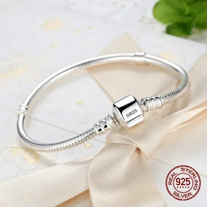 Handmade Original Fine Jewelry 925 Sterling Silver Charm Bracelet Soft Smooth Snake Bone Bracelets for Women - image 7