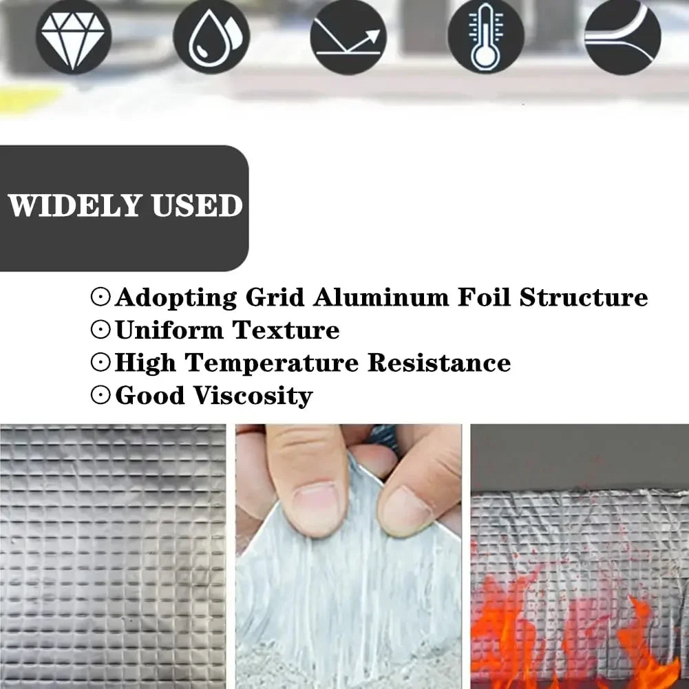 Waterproof Tape High Temperature Resistance Aluminum Foil Thicken Butyl Tape Wall Pool Roof Crack Duct Repair Sealed Self Ta…