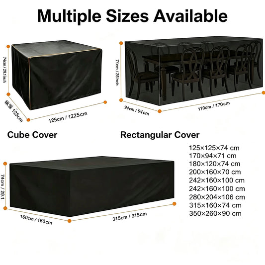 Multi-size Large Rectangular Table Cover Durable Garden Furniture Protective Cover UV Protection Suitable for Outdoor Use