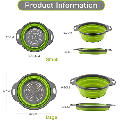 2PCS Silicone Folding Drainer Basket Fruit Vegetable Foldable Colander Kitchen Strainer for Food Pasta Kitchenware Drain Dev…