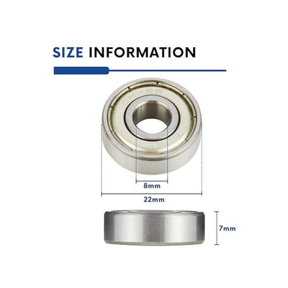 10Pcs 608 ZZ 608RS Ball Bearings 608ZZ Metal Double Shielded Miniature Deep Groove Skateboard Ball Bearings 8mm X 22mm X 7mm…