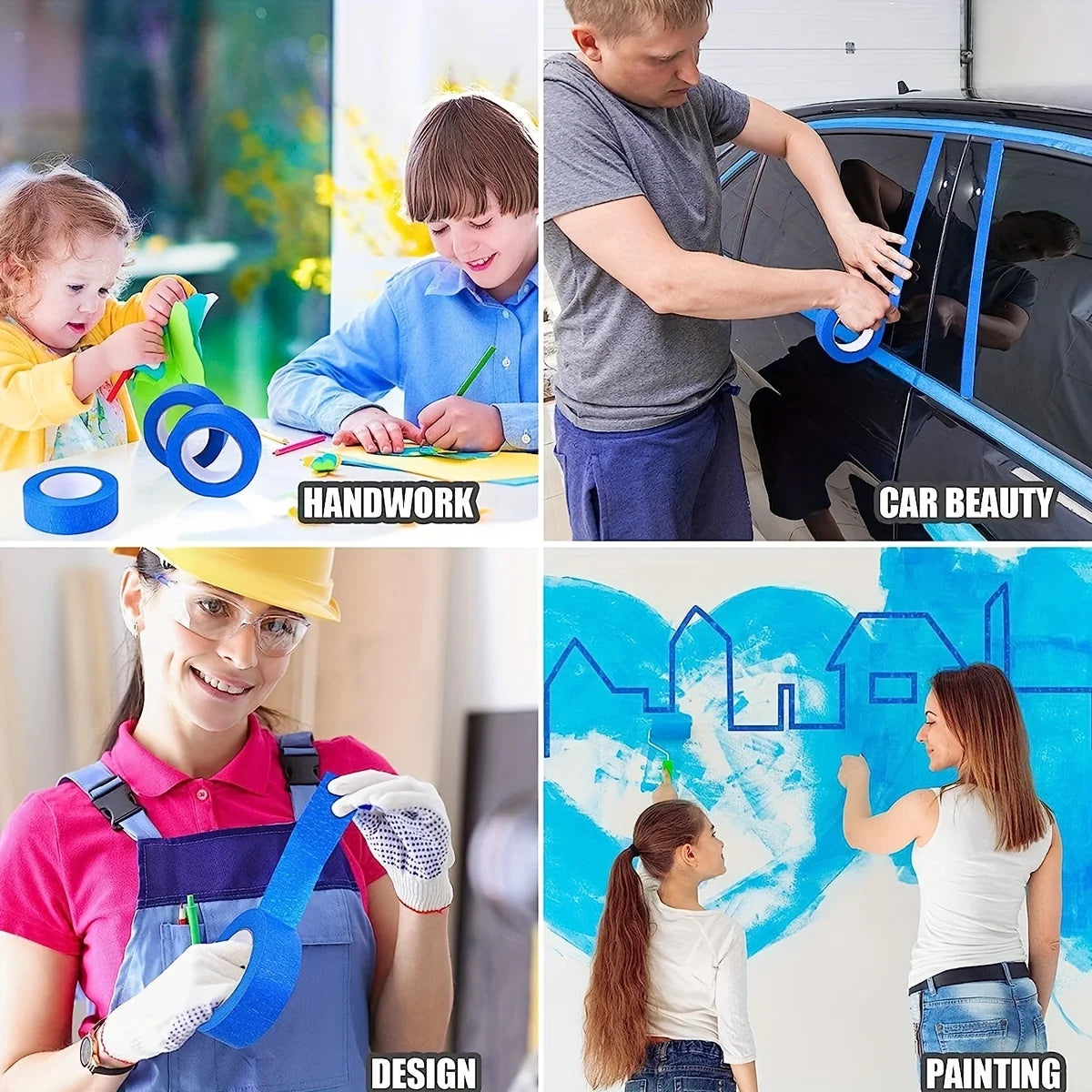 Blue Painters Tape, 1/2 inch,3/4 inch,1 inch,2 inch, Multi Size Painting Masking Tape, Clean Release Paper Tape for Home - i…