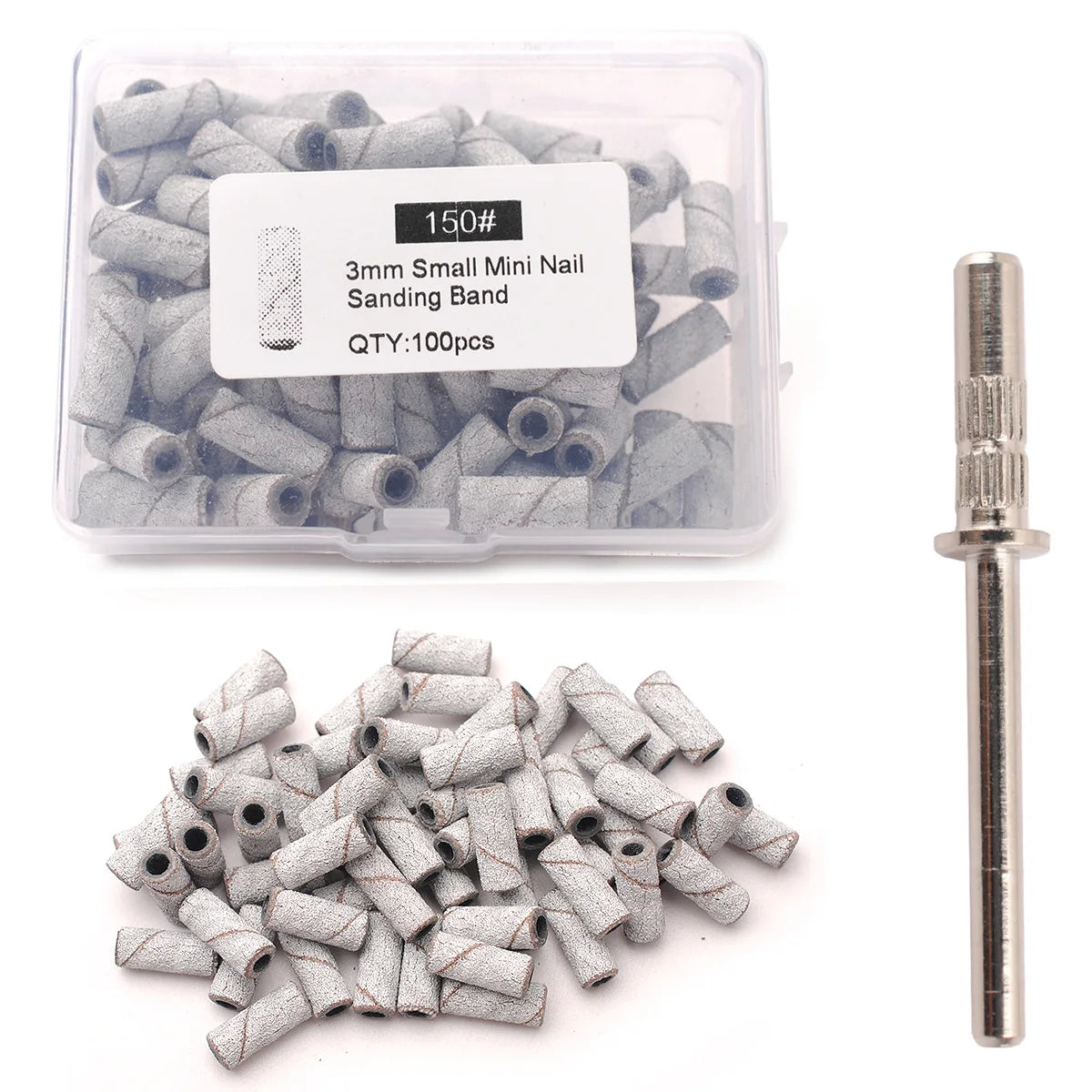 100pcs 3.1mm Mini Sanding Bands Kits Nail Drill Bits Mandrel Sets Electric Manicure Accessories Tool Dead Skin Remover - ima…