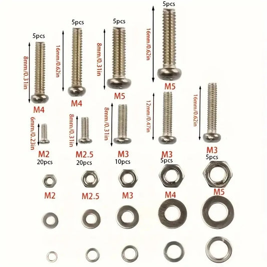 320pcs Premium Stainless Steel Screw and Nut Assortment Kit - Corrosion-Resistant, Snap-in Nuts, M2 to M5 Sizes - Ideal for…