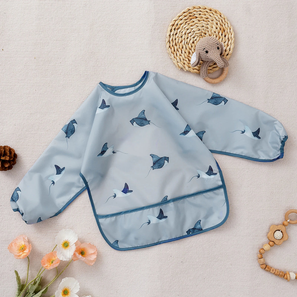 Elinfant 1PC Long Sleeve Bibs, Waterproof Feeding Bibs,Washable Burp Cloth,Coveralls Bibs,Easy To Clean,Wash-Free Eating Bib…