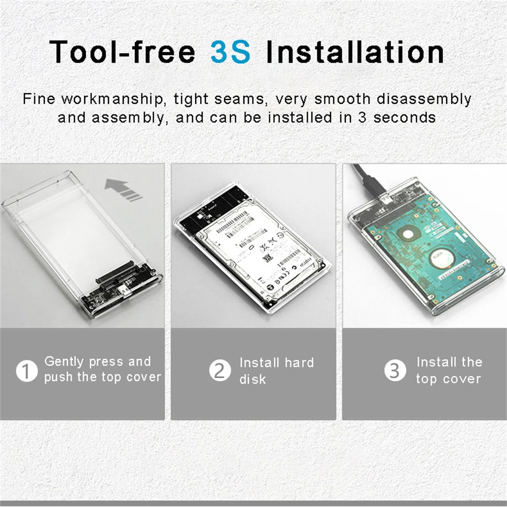 USB 3.0 HDD Enclosure 2.5inch SATA SSD Hard Drive Case with 5Gbps Transfer Speed Mobile External Housing Harddisk Boxs Cable…