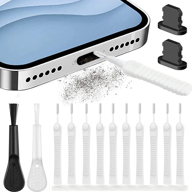 Mobile Phone Charging Port Dust Plug Removal Cleaner Kit for iPhone 15 14 13 Pro Max Computer Keyboard Dustproof Cleaning Br…