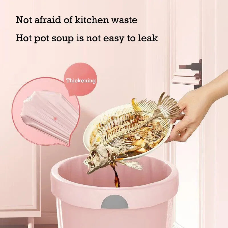 50/100/200PCS Thickening Drawstring Garbage Bags Large Capacity Handheld Trash Bag for Kitchen Household Disposable Waste Ba…