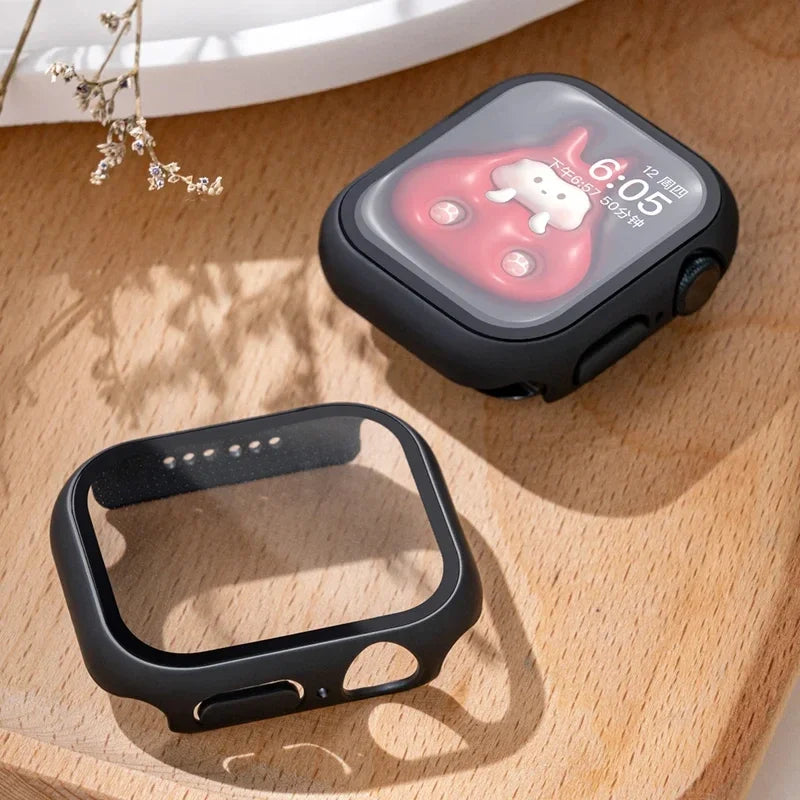 Tempered Glass+Cover For Apple watch Case 45mm 41mm 44mm 40mm 42mm Screen Protector Apple Watch Accessories serie 9 4 5 6 SE…