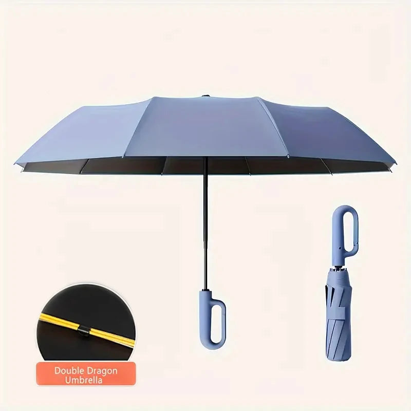 UV Protection Casual Folding UPF50+ Automatic Umbrella With Loop Buckle, Stylish Design Compact Sun, For Outdoor Travel - im…