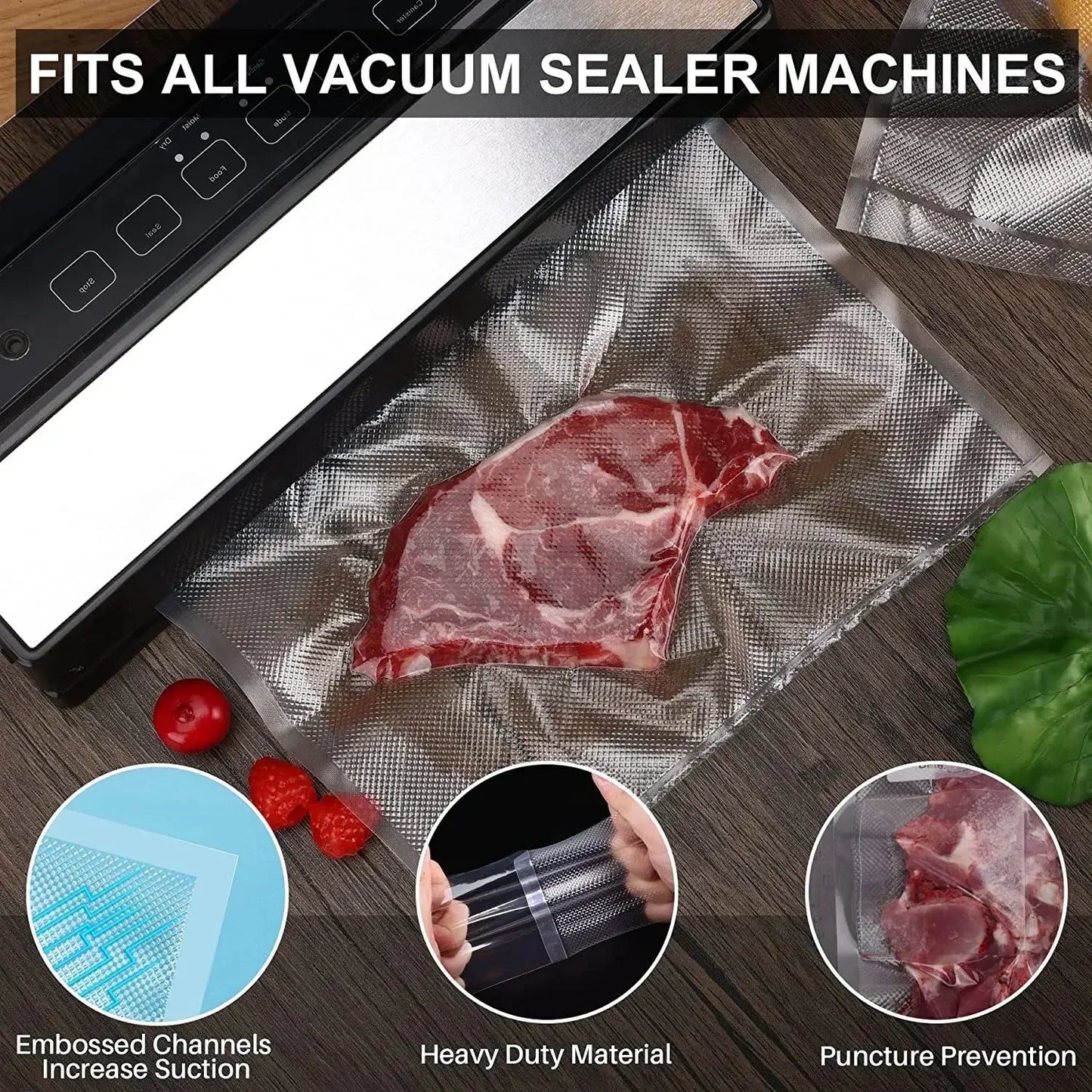 50pcs/Lot BPA-Free Food Vacuum Plastic Sealing Bags Food Preservation Sealed Bag Household Reusable Vacuum Sealer Bag - imag…