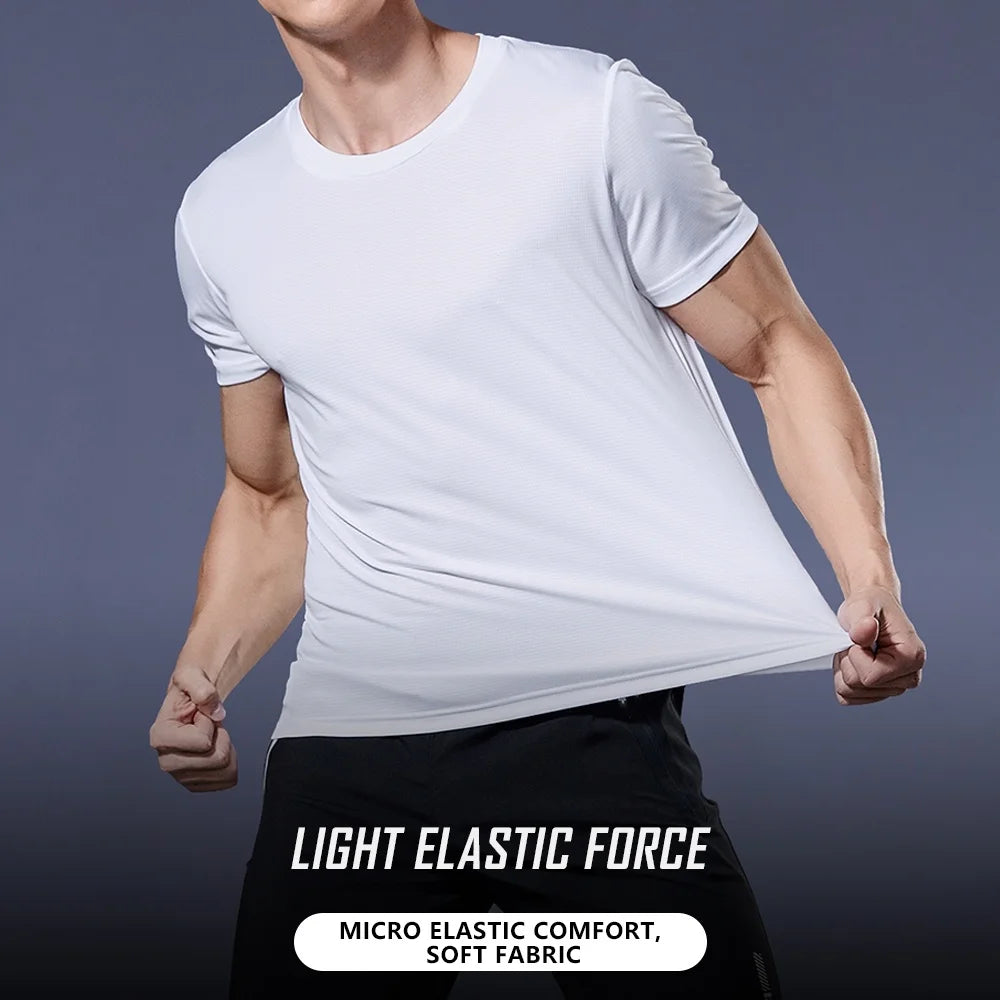 Men's Quick Dry Short Sleeve Gym Running Moisture Wicking Round Neck T-Shirt Training Exercise Gym Sport Shirt Tops Lightwei…