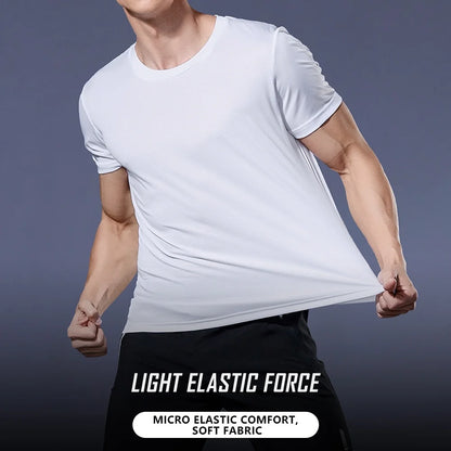 Men's Quick Dry Short Sleeve Gym Running Moisture Wicking Round Neck T-Shirt Training Exercise Gym Sport Shirt Tops Lightwei…